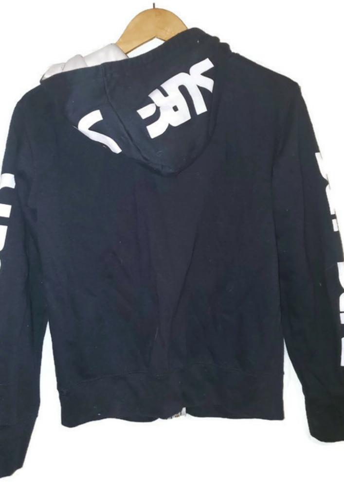 Surf Style Unisex Zip Up Hoodie Sweatshirt Navy Blue & White Size Medium - Picture 5 of 6